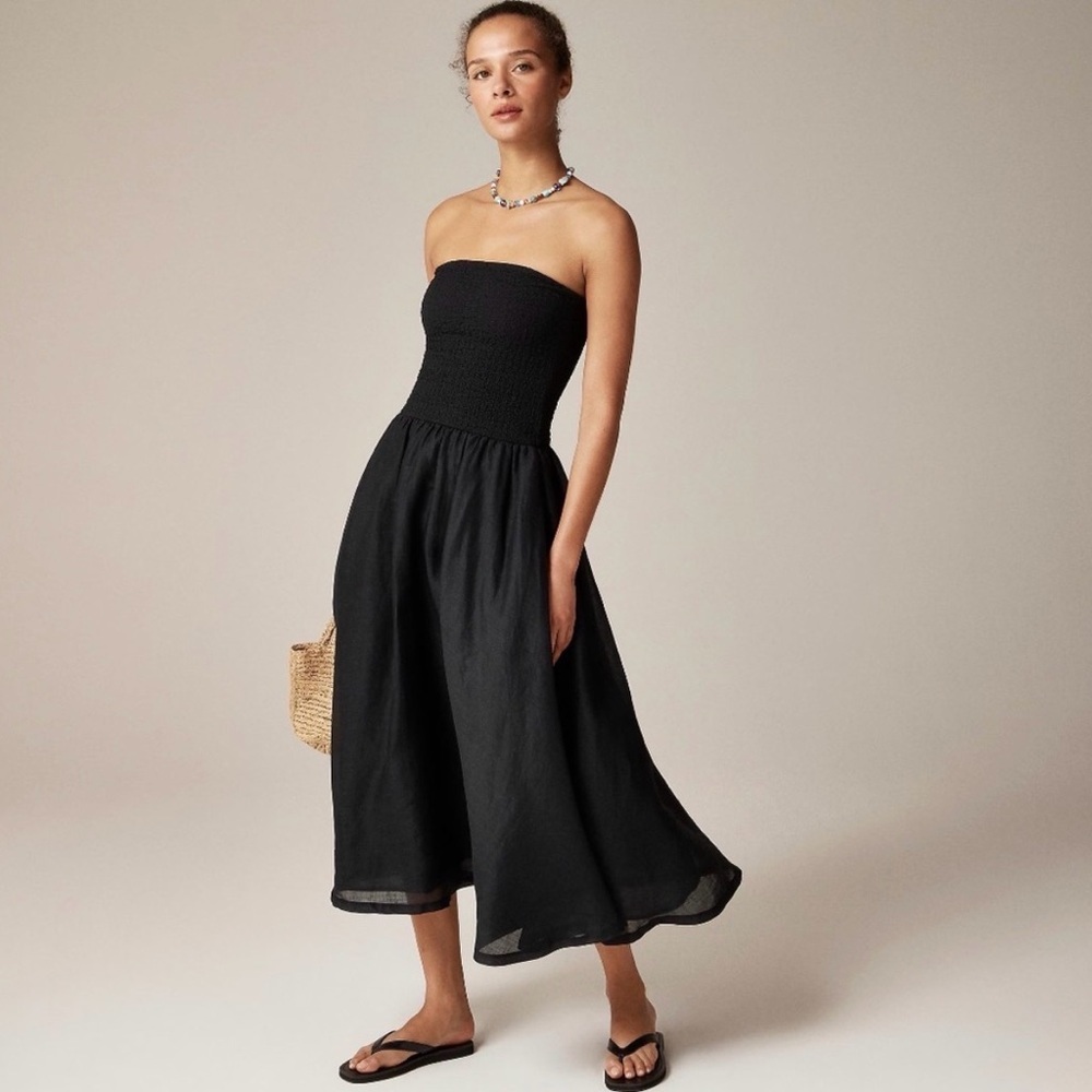 J Crew Strapless Mixy Dress in Black Size Medium NWT